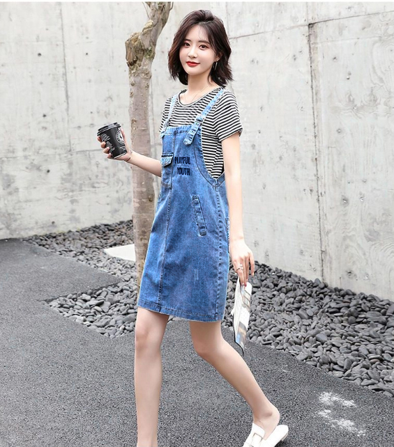 ĐẦM JEAN YẾM 2 DÂY PHỐI TÚI - NY801